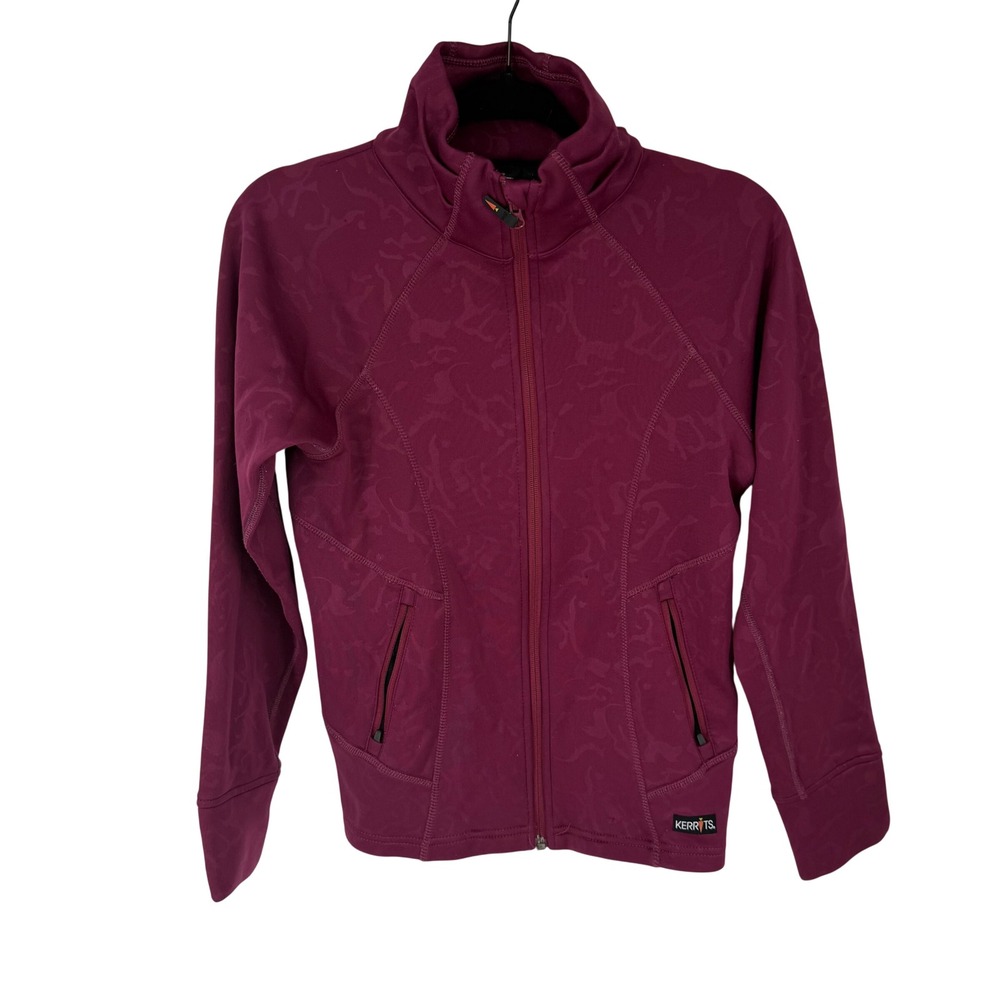 Kerrits Full Zip Jacket Womens XS Magenta Printed Fleece Lined Mock Neck